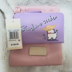 RADLEY LONDON Medium Purple Leather Bifold Wallet with Scotty Dog, New With Tags